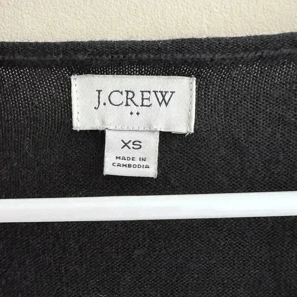 J. Crew Black V-Neck Sweater with Button Sleeves, Size XS
